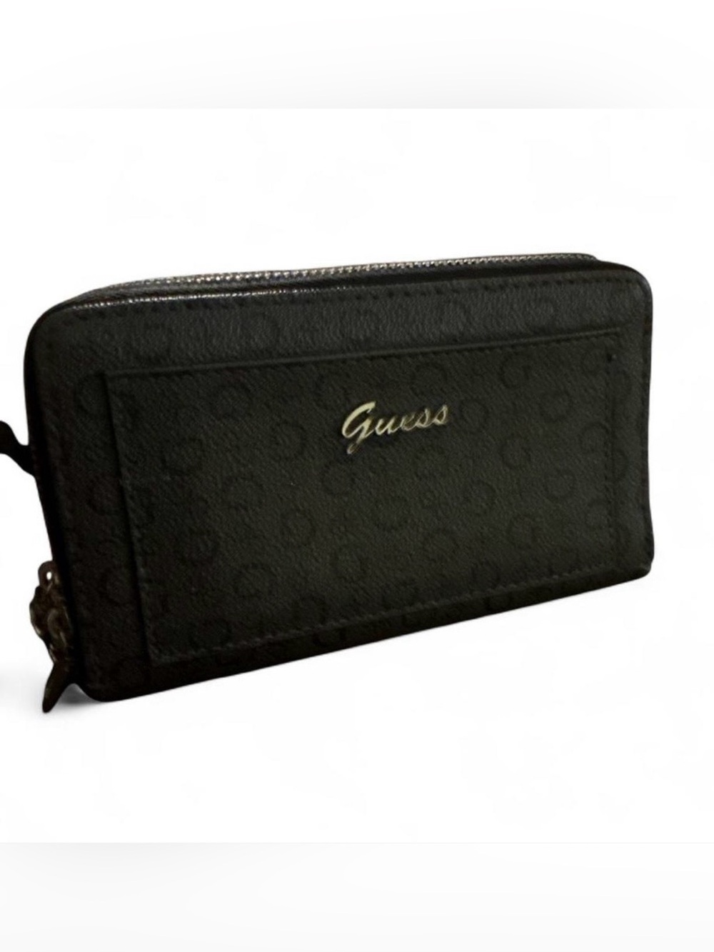 Guess Black Logo Zip Around Wallet Women’s Clutch Purse Card Holder Designer
